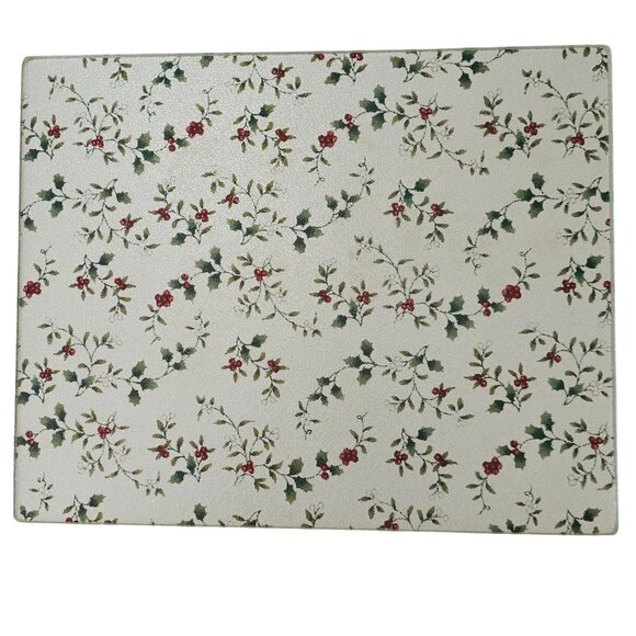 Pfaltzgraff Other - Winterberry Cutting Board Charcuterie tempered glass holly berry chintz vtg